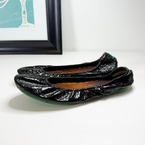 Tieks Women's Obsidian Black Croc Embossed Leather Ballet Flats Women's Size 10 - Picture 3 of 7